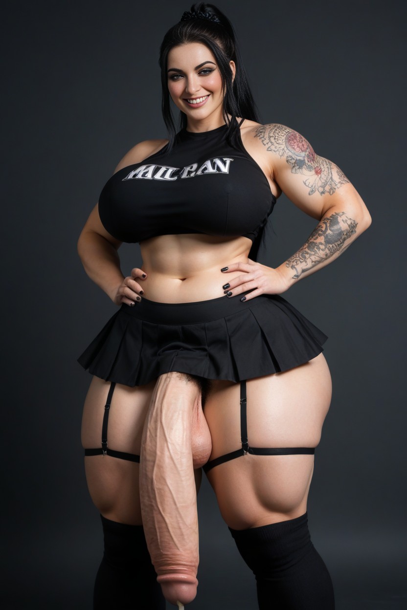 Wide Shoulders, Hyper Wide Hips, Pale Skin Shemale AI Porn