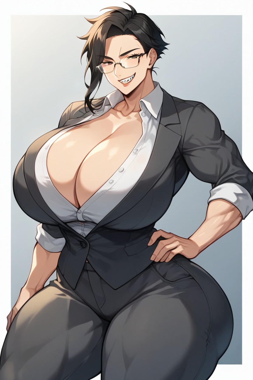 Black Eyebrows, Extremely Large Ass, Muscular Hentai AI Porn