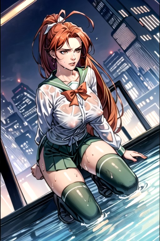 Detailed Image, Detailed Body, Ponytail Above Very Long Hair Hentai AI Porn