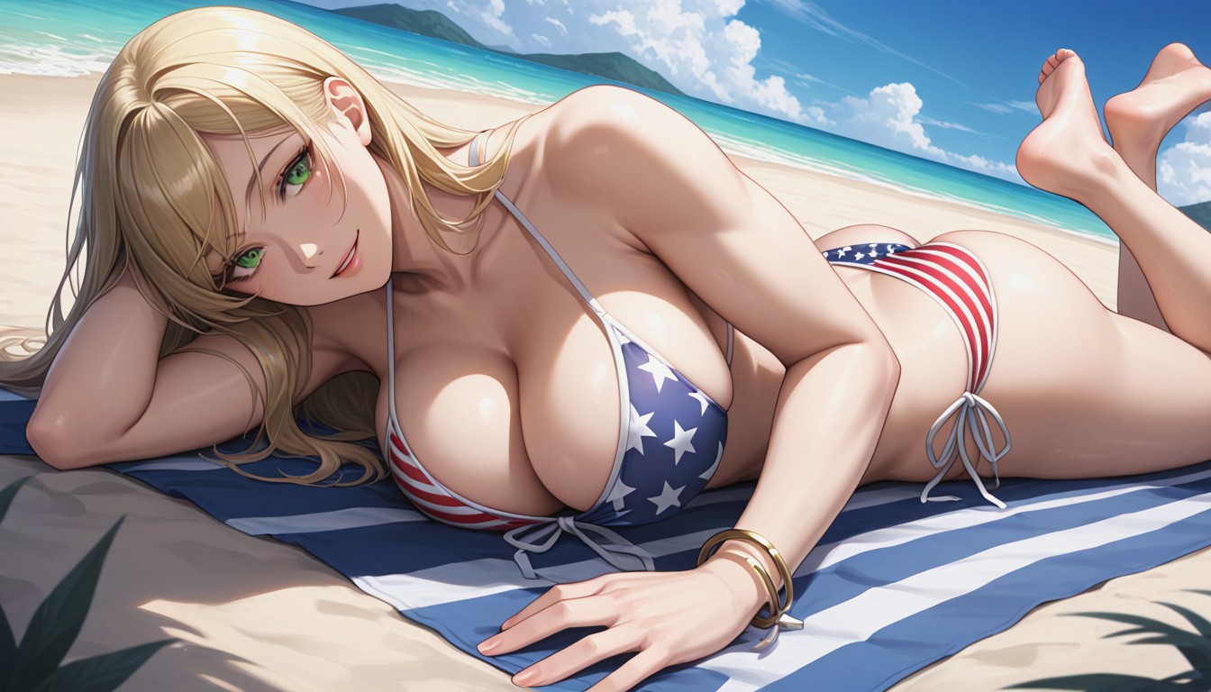 Head Tilt, Green Eyes, Bracelet Hentai AI Porn