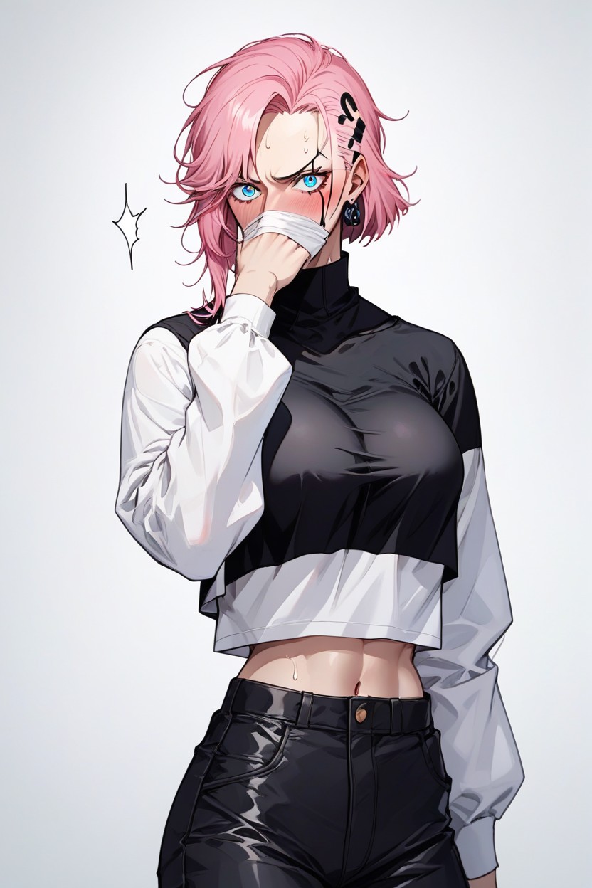 Soft Shading, Clean Lines, With Visible Sweat Drops Hentai IA