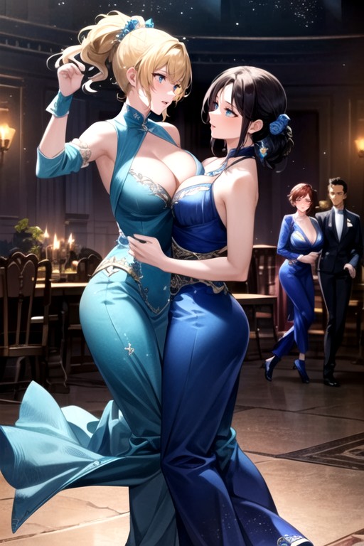 One Woman, Two Women, Blue Suit Hentai IA