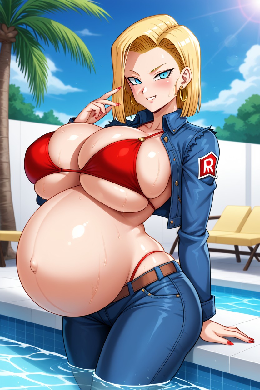 Showing Off Body, Wet Skin, Simple Background Hentai AI Porn