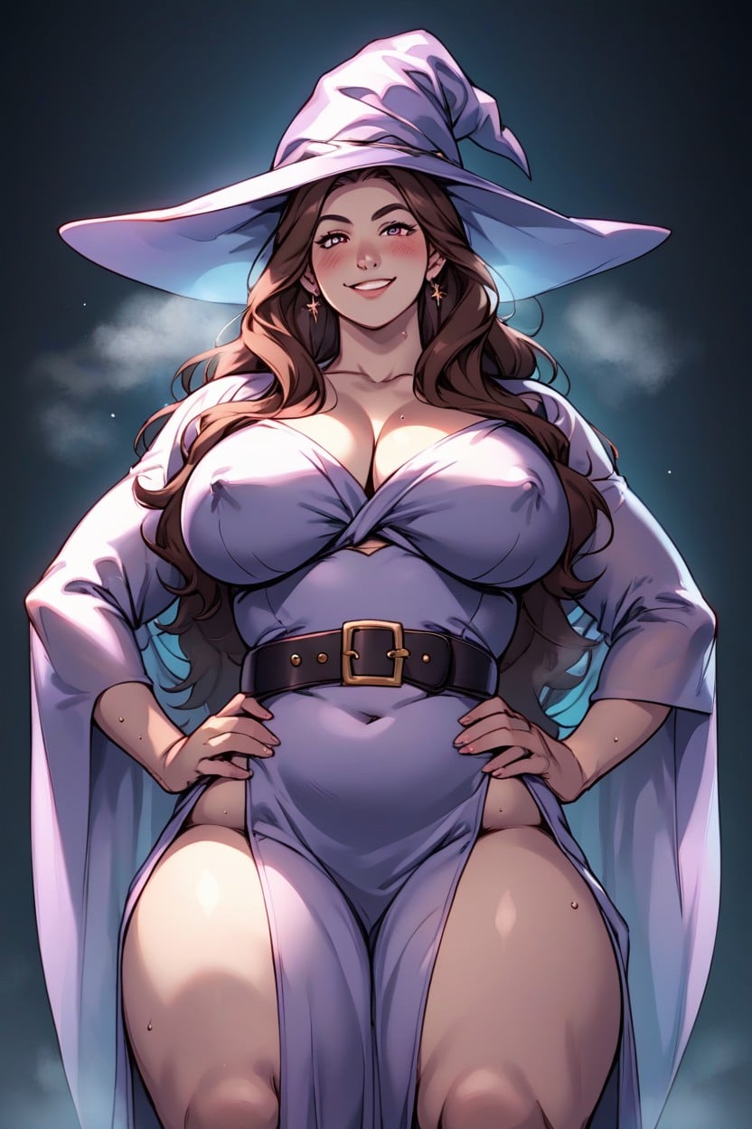 Wizard Hat, Night, Smirk BBW AI Porn