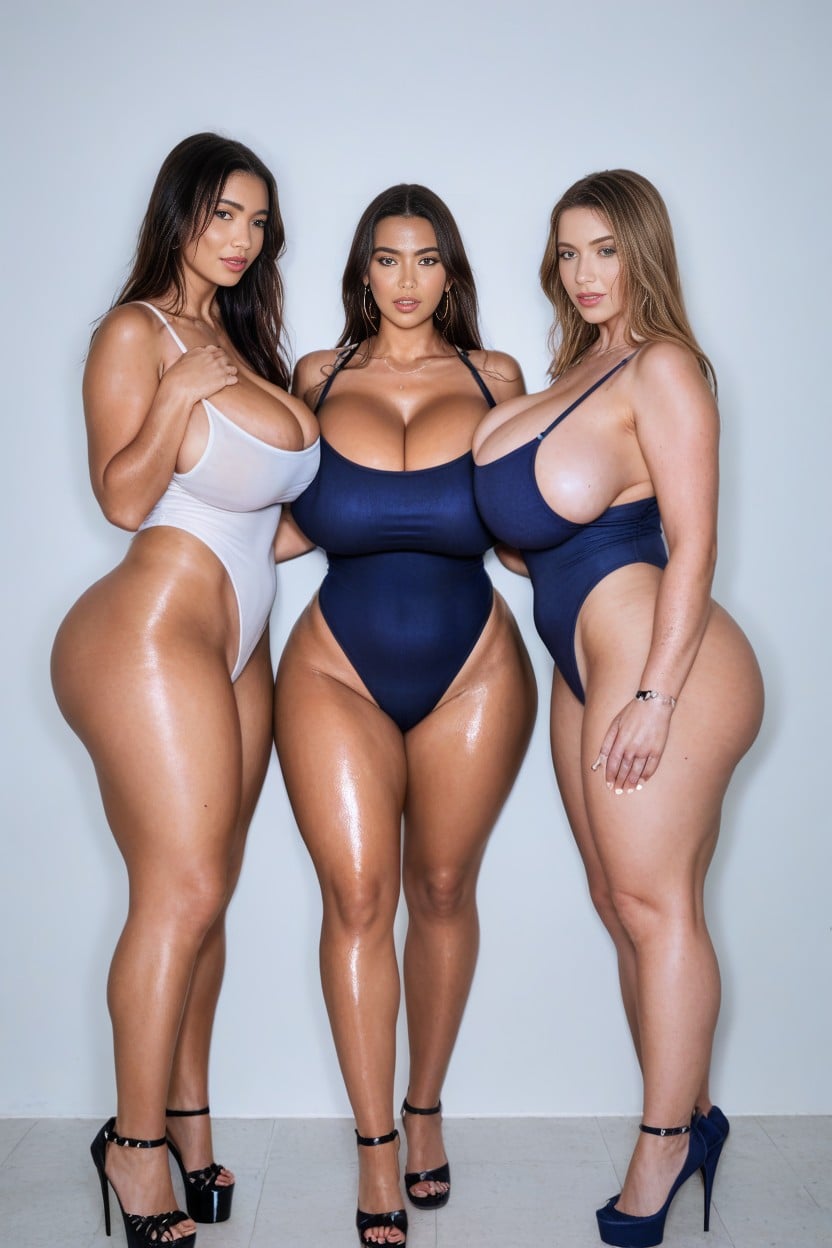 Front View, Three Women, Sexy Body AI Porn