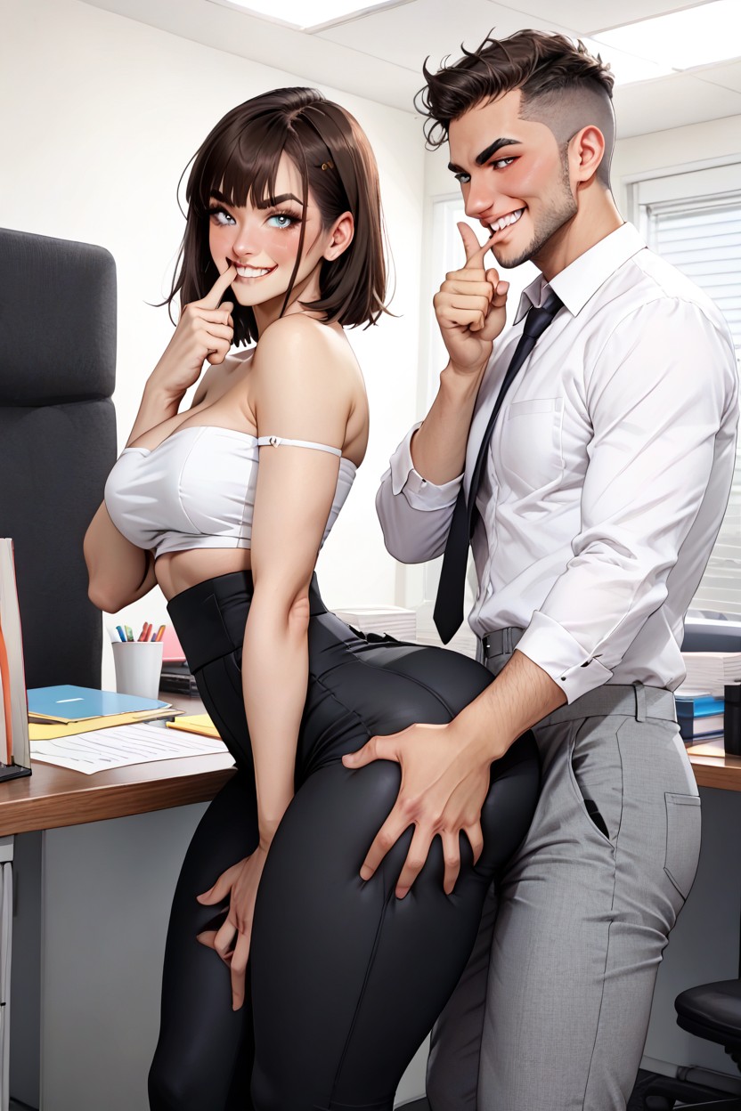 Big Sweet Eyes, 18+, Man Humping Behind AI Porn
