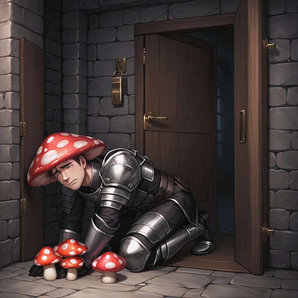 Side View, Inside Dungeon, Sad Hentai AI Porn