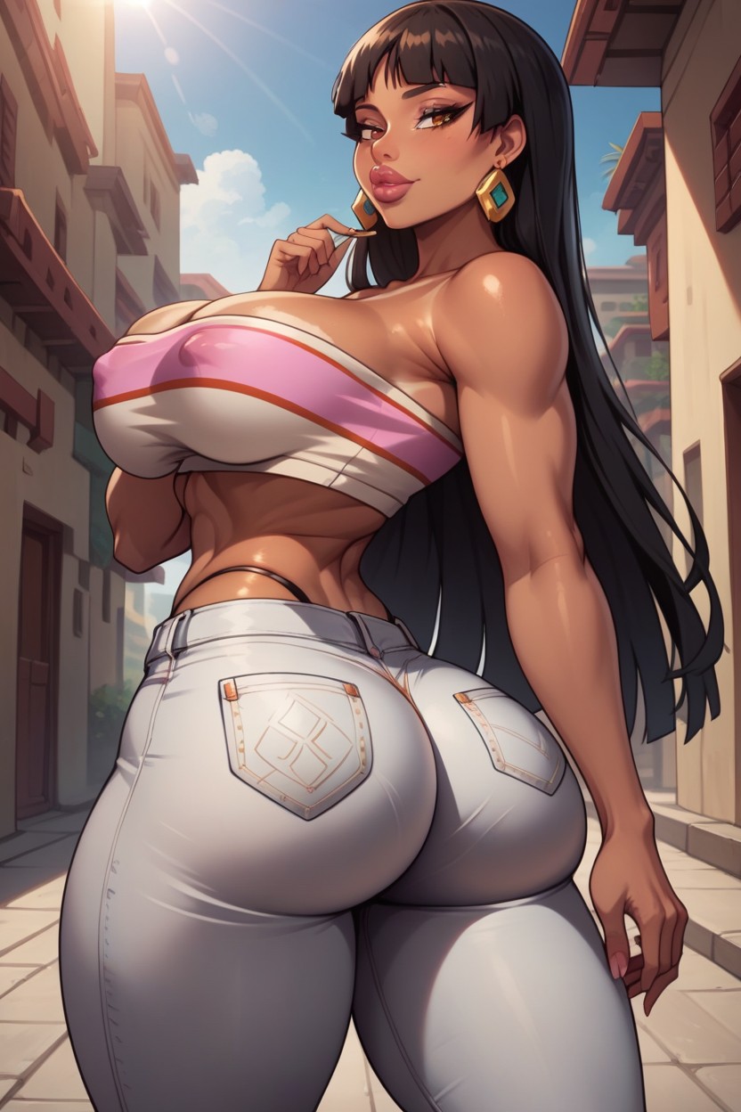 Oiled Skin, Puffy Lips, Highleg Panties Hentai AI Porn