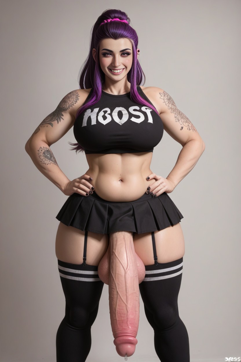Impossibly Long Hyper Penis, Thick, Leaking Excessive Precum Shemale AI Porn