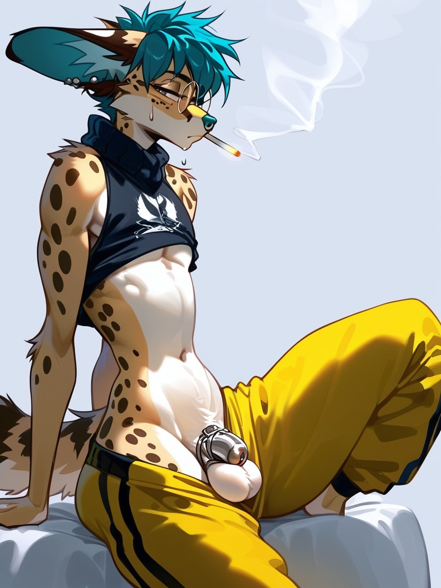 White Balls, Sleeveless Crop Top, Serval ファーリーAIポルノ
