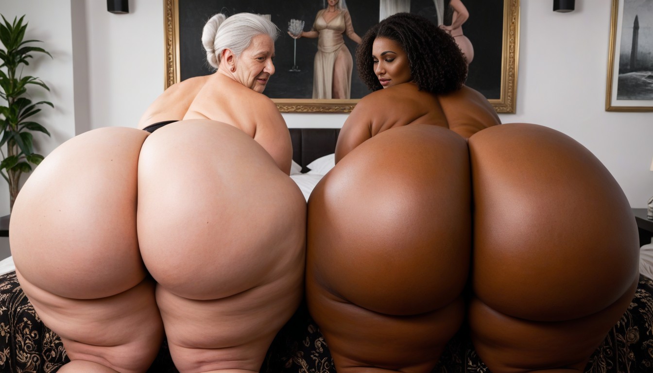 Extremely Massive Butt, Beautiful Pretty Face, Bending Slightly AI Porn
