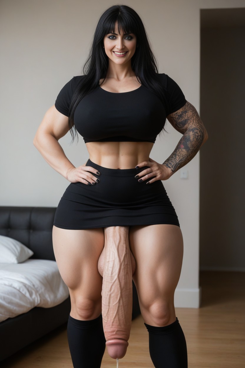 Pale Skin, Hyper Gigantic Dick, Extremely Large Ass Shemale AI Porn