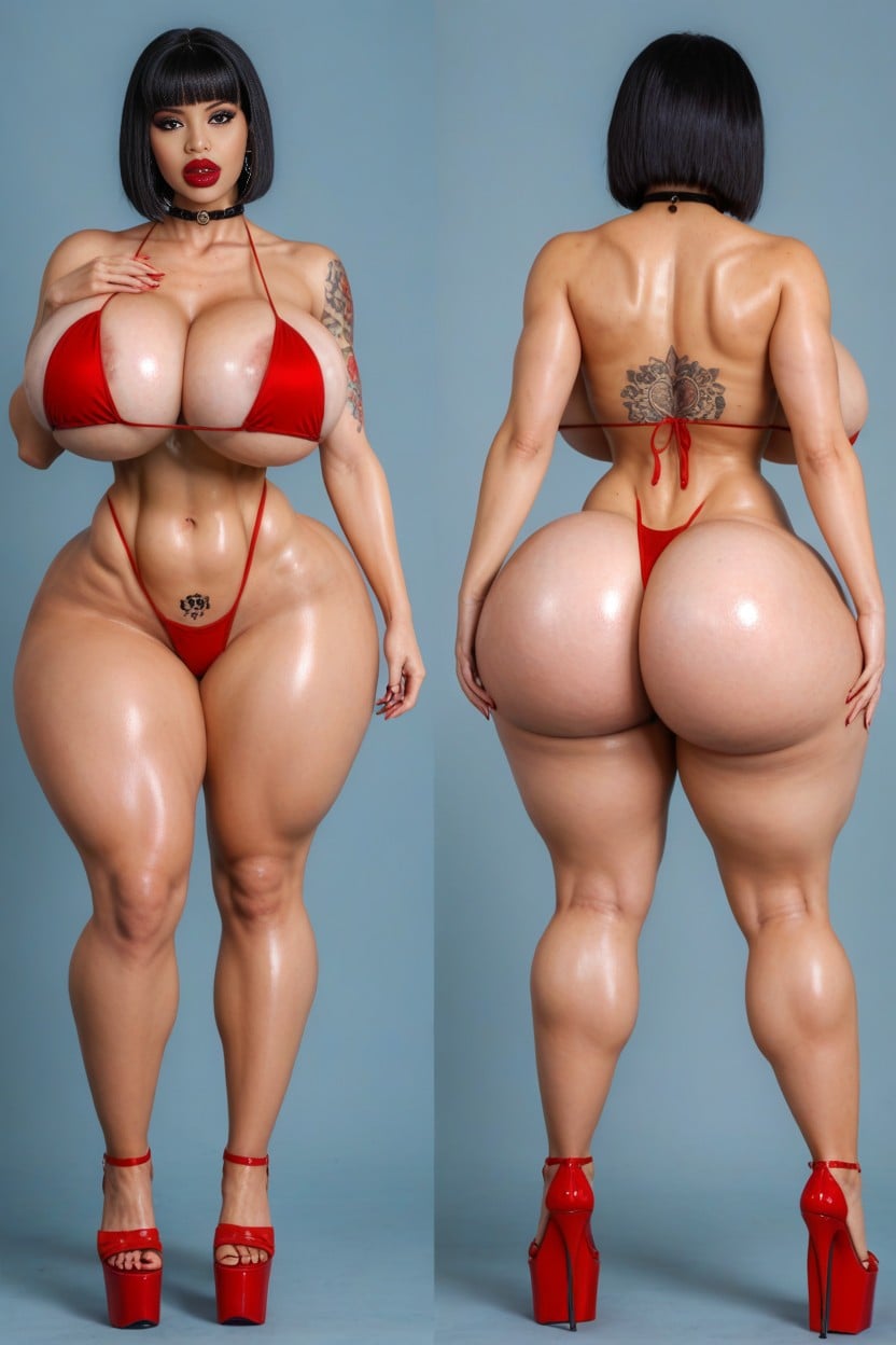 Bikini, Wasp Waist, Curvy AI Porn