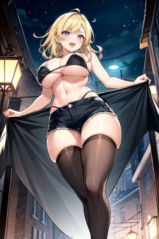 Big Hoop Earrings, 18+, Thighs Spread Hentai AI Porn