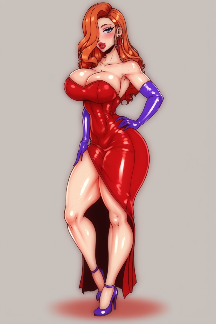 Wet Shiny Skin, Full Lips, Thick Thighs AI Porn