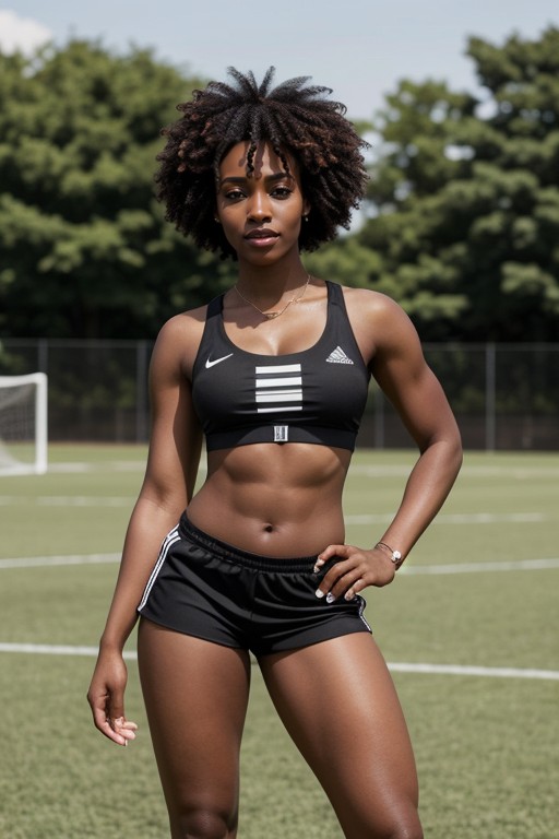 In Perfect Physical Conditions, Black Woman, Full Body View AI Porn