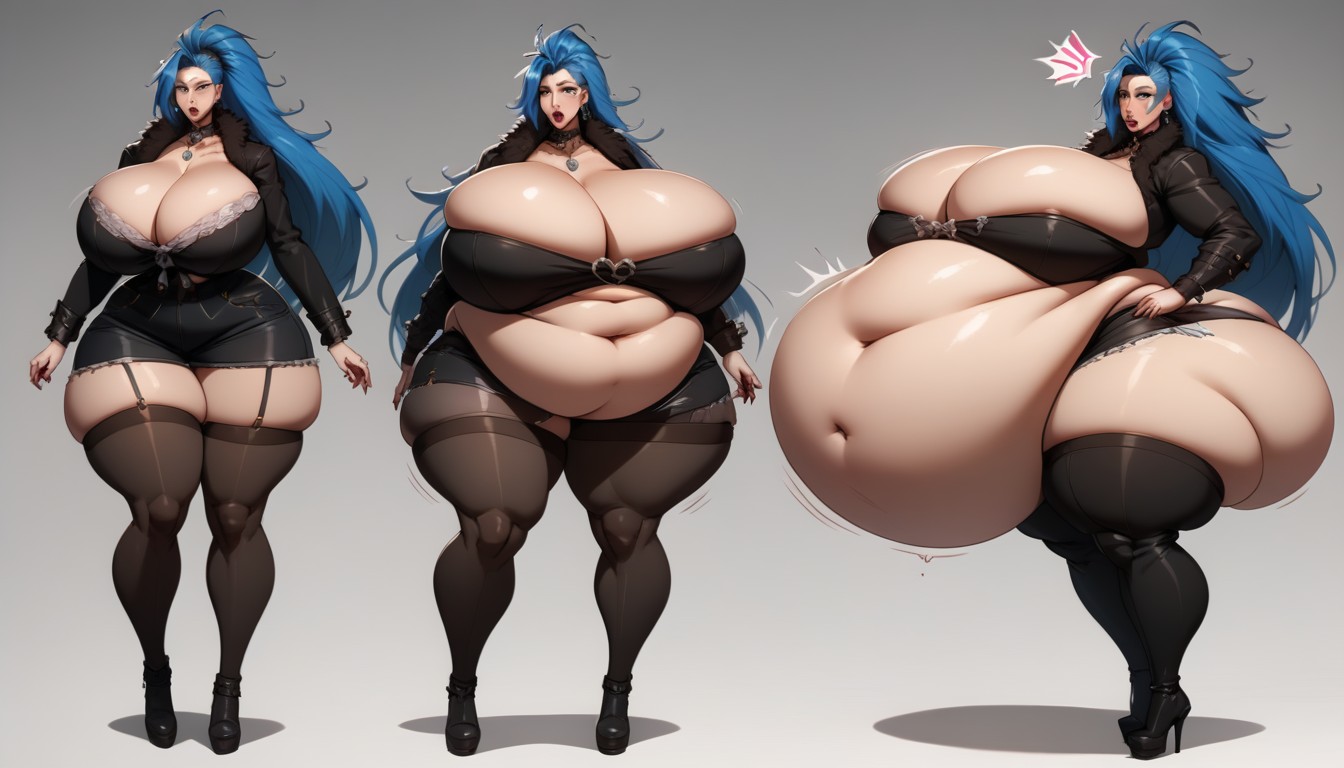 Hyper Mega Fat Thick Hourglass Body Figure, Hyper Fat Woman, Extremely Large Ass BBW AI Porn