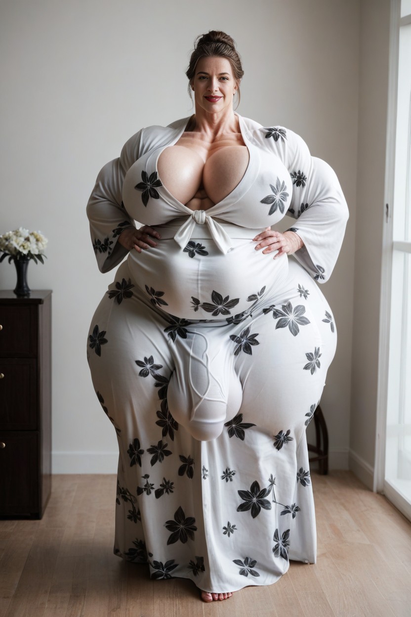 Large Breast, Standing, Robe Tied AI Porn