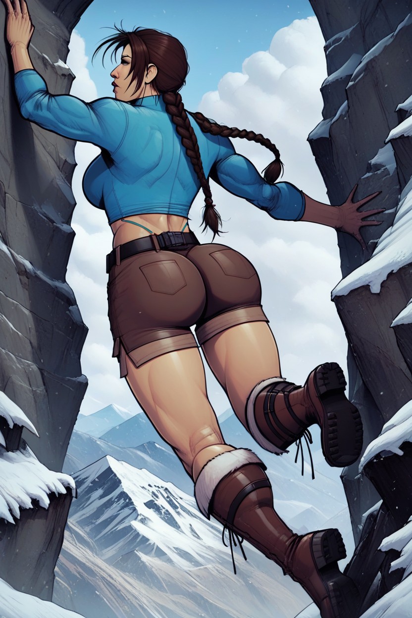 Climbing Mountain, Massive Tits, Snowing Mountain AI Porn