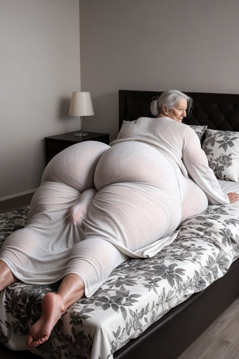 Gigantic Muscular Legs, Black And White Floral Robe, Erect Bulge Porno IA