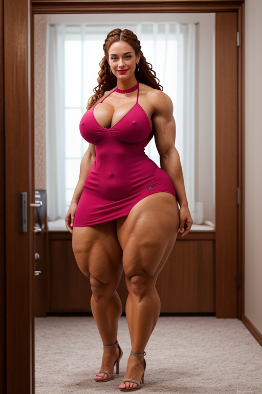 Steroid Veiny Biceps, Mischievous (smiling While Blushing), Massive Steroid Aphrodite AI Porn