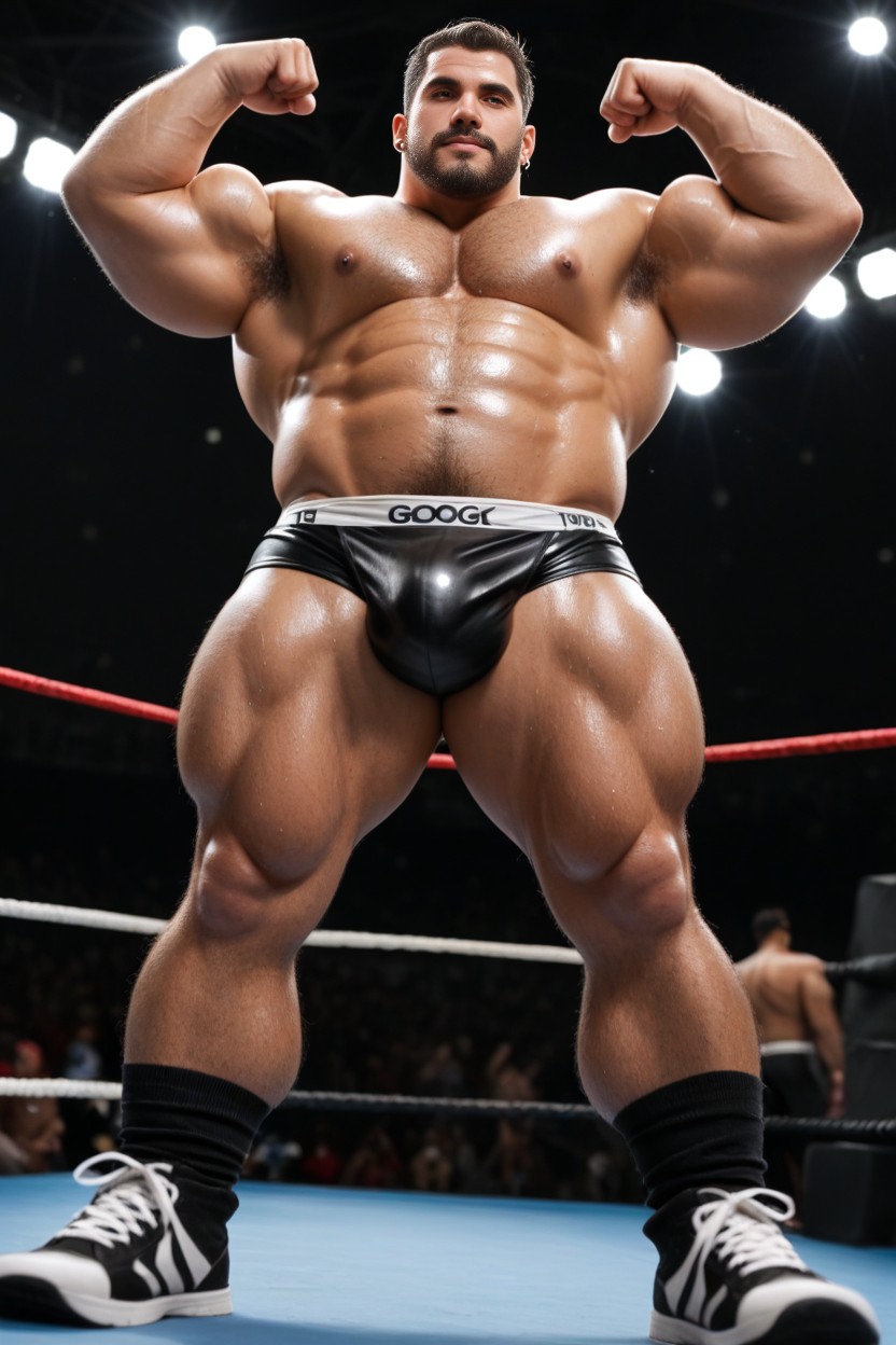 Wrestler, 20+, Flexing Arm Muscles AI Gay Porn