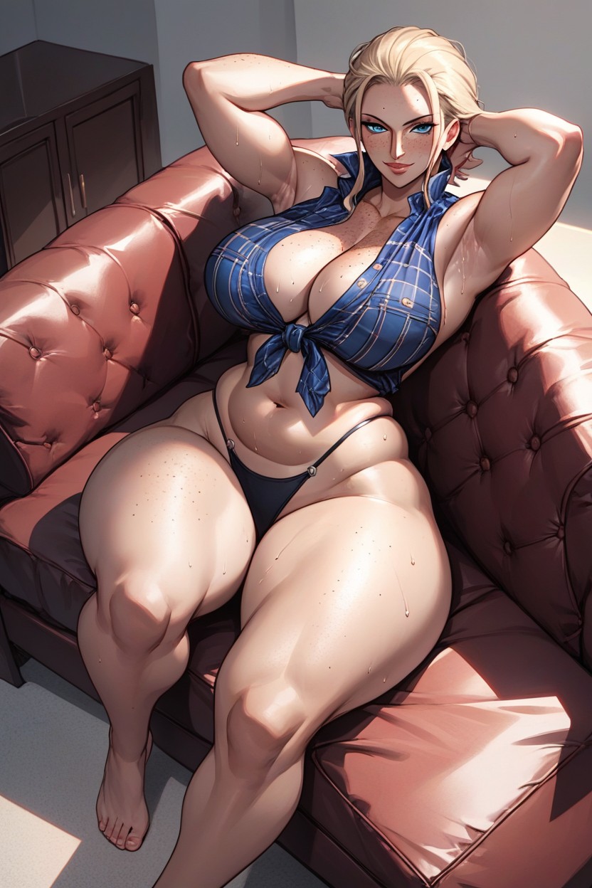 Blue Eyes, Toned Arms, Full Body Hentai AI Porn