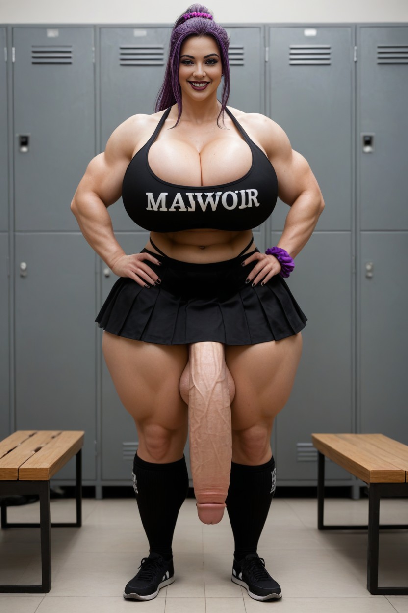 Thick Monster Cock, Huge Thick Arms, Pale Skin Shemale AI Porn