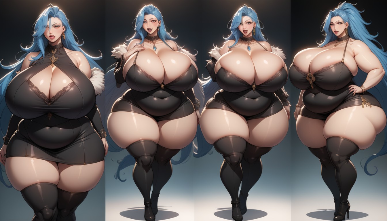 Thick Thighs, Standing, Hyper Busty Fat Woman BBW AI Porn