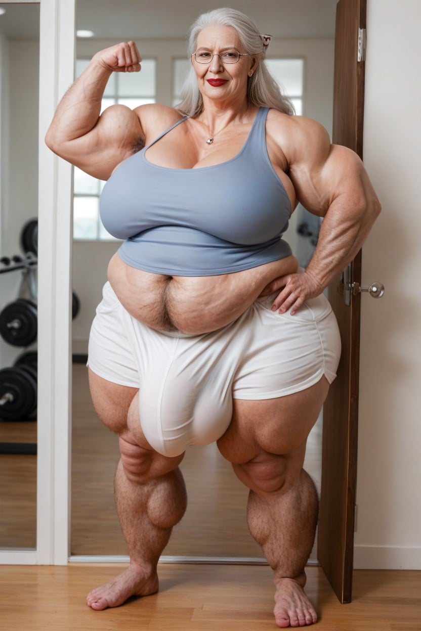 Tank Top, Large Long Bulge Through Clothing, Big Belly AI Porn