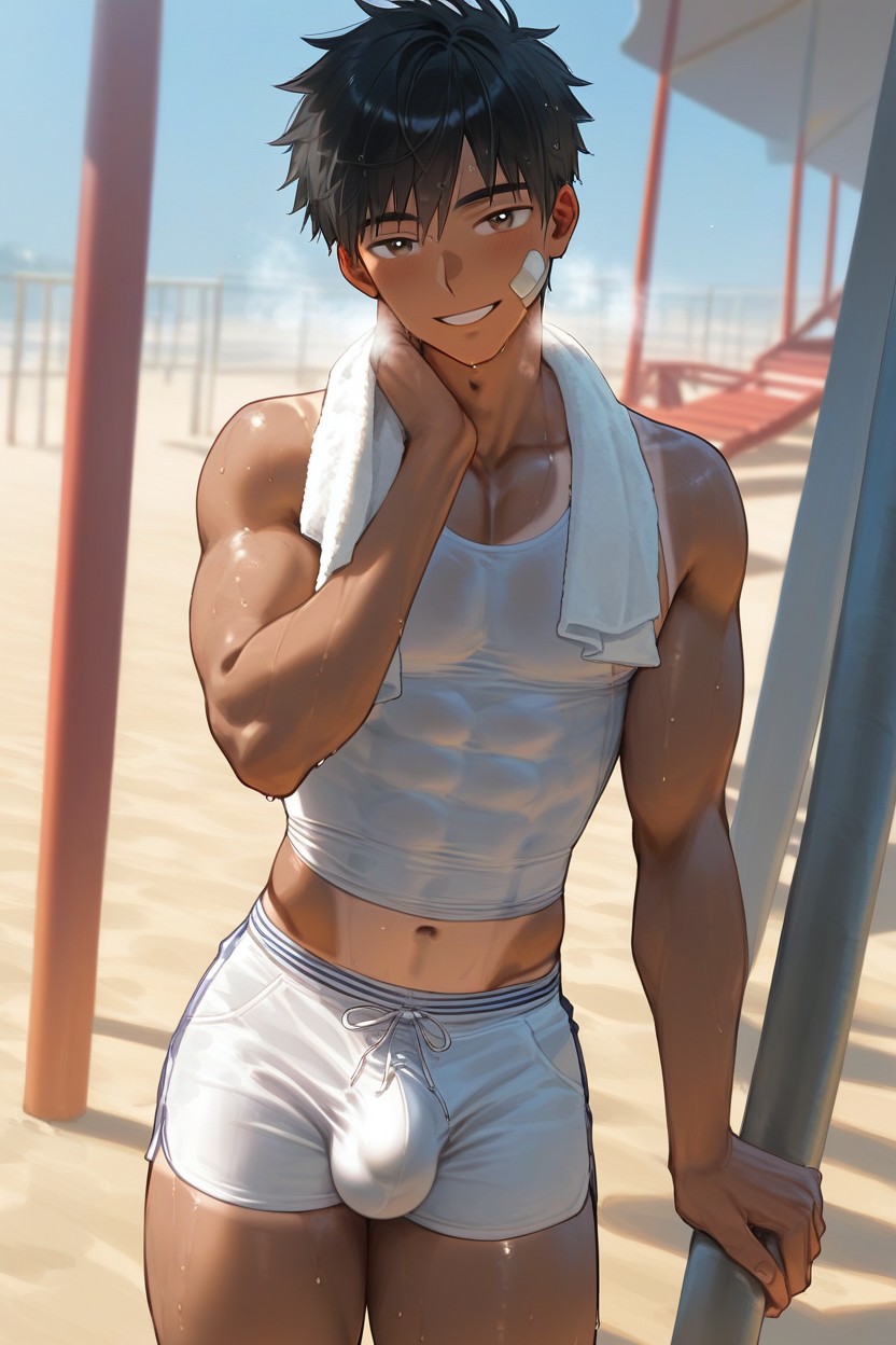 Solo, Boyish Charm Guy, Deep Breathing AI Gay Porn