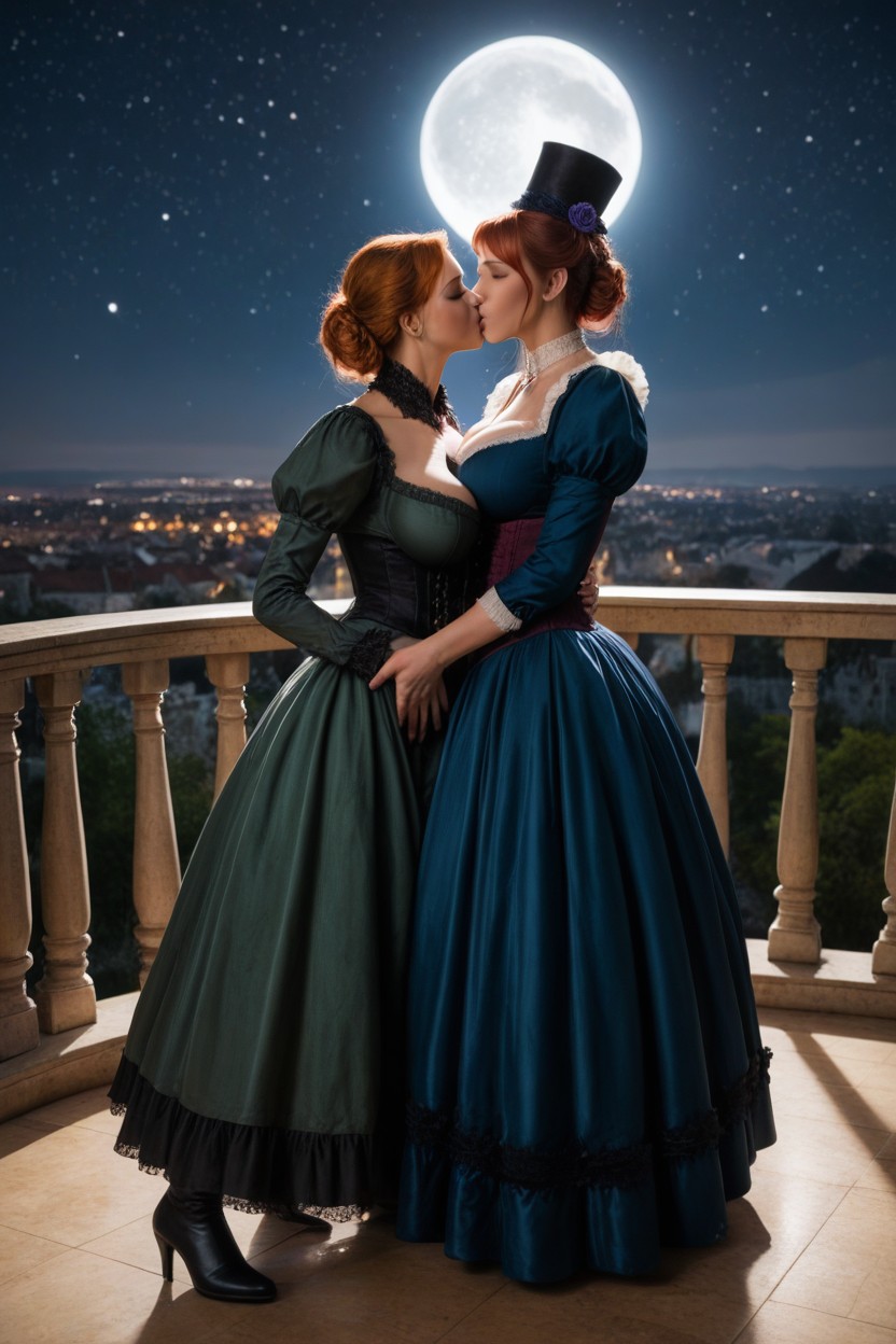 Victorian Style Corset, Two Women Kissing, Massive Breast AI Porn