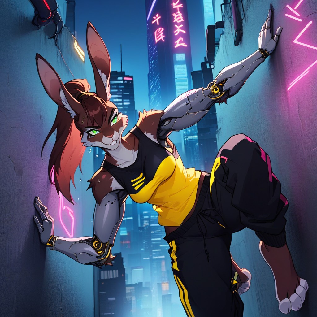 Clinging To The Wall With All Four Limbs, Het Feet Are On The City Wall, She's High In The Sky Furry IA