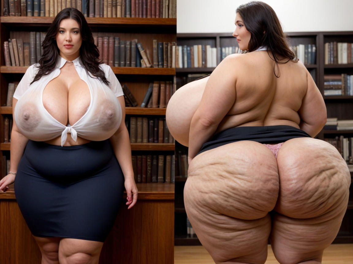 Massive Morbidly Obese Weight Gain, Wet Clothes, Revealing Dark Black Areolas BBW AI Porn