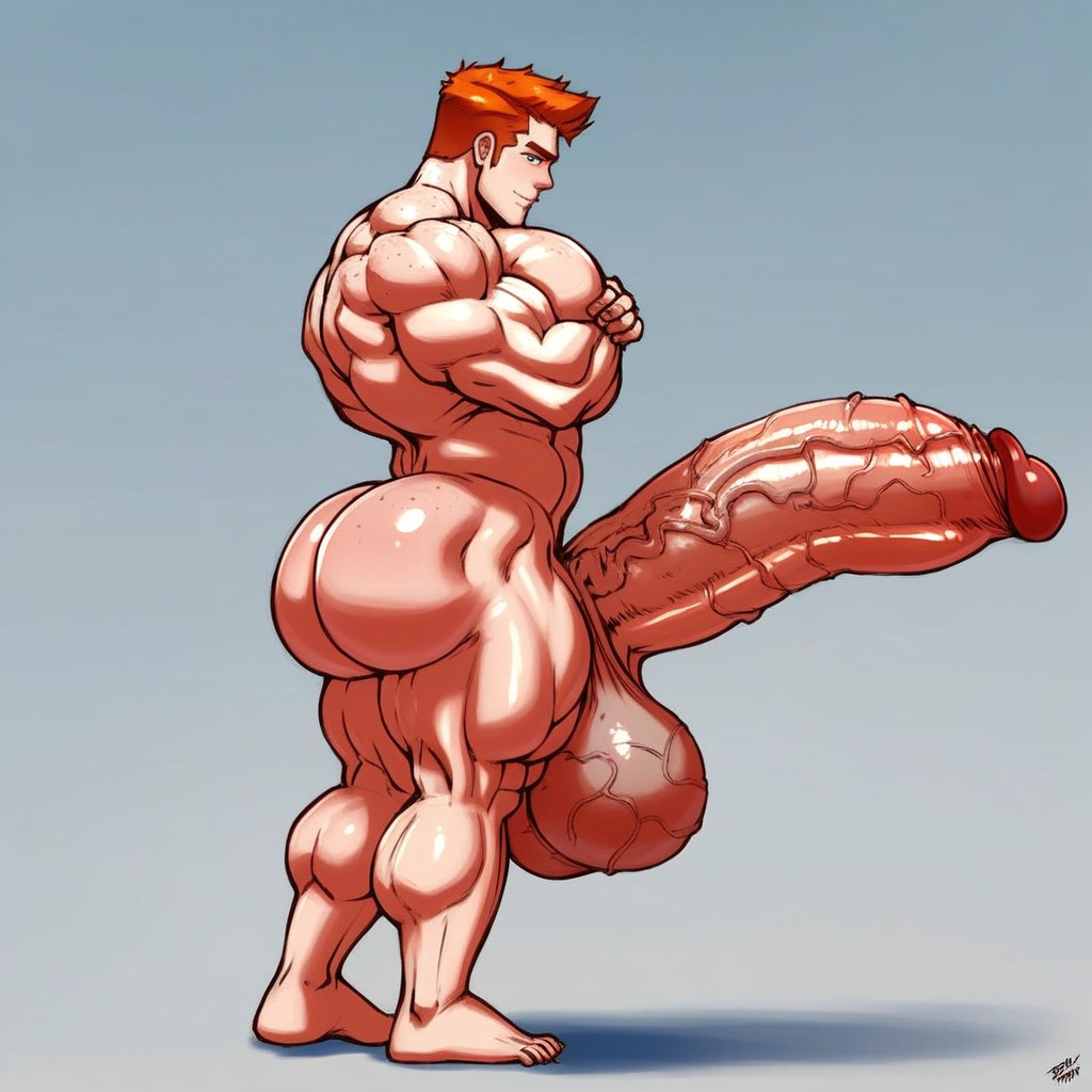 Athlete, Hyper Fat Testicles Tall, Extreme Hyper Cock AI Gay Porn