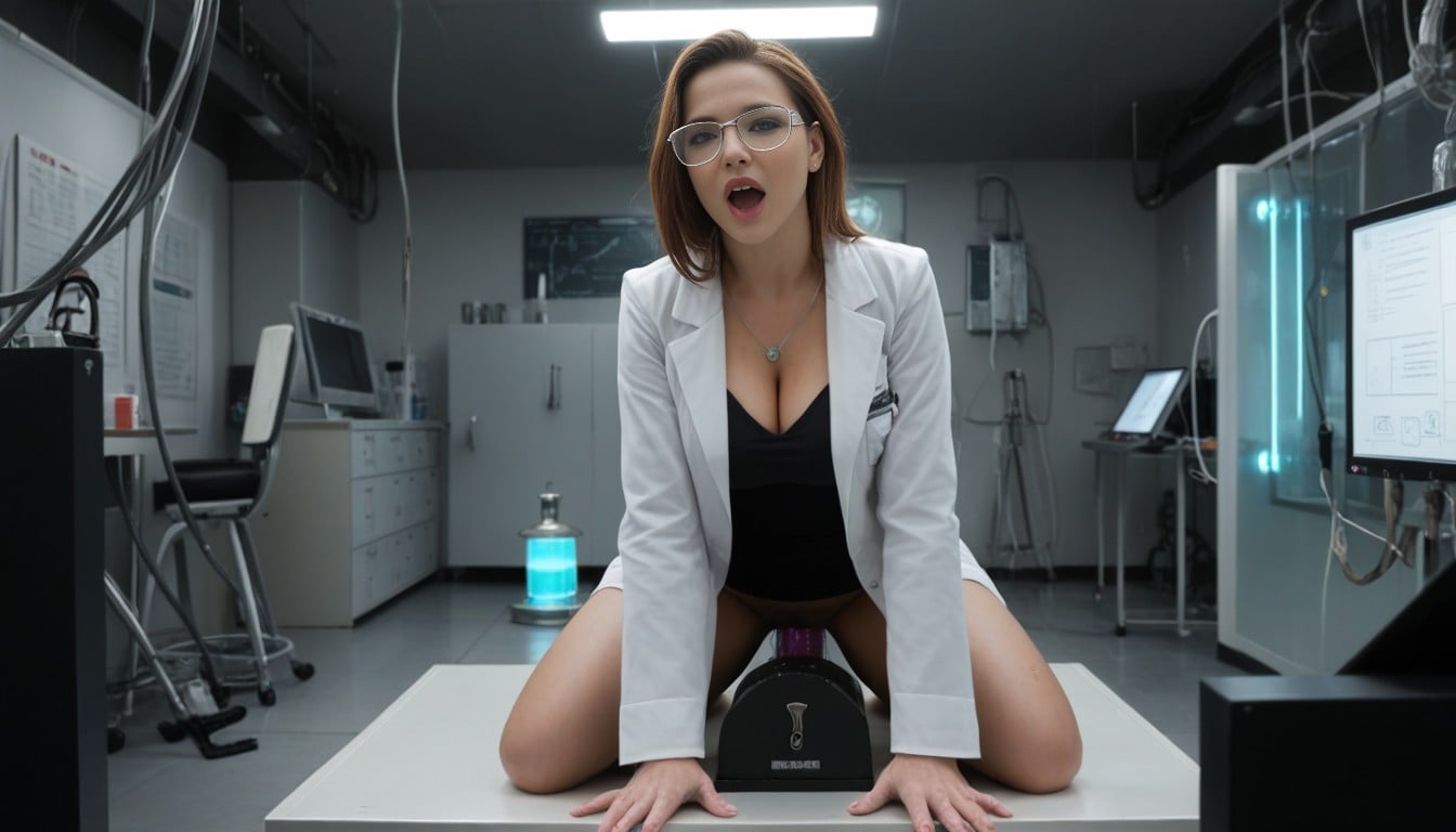 An Intriguing Scene Where A Focused Female Scientist, 18+, Creampie AI Porn