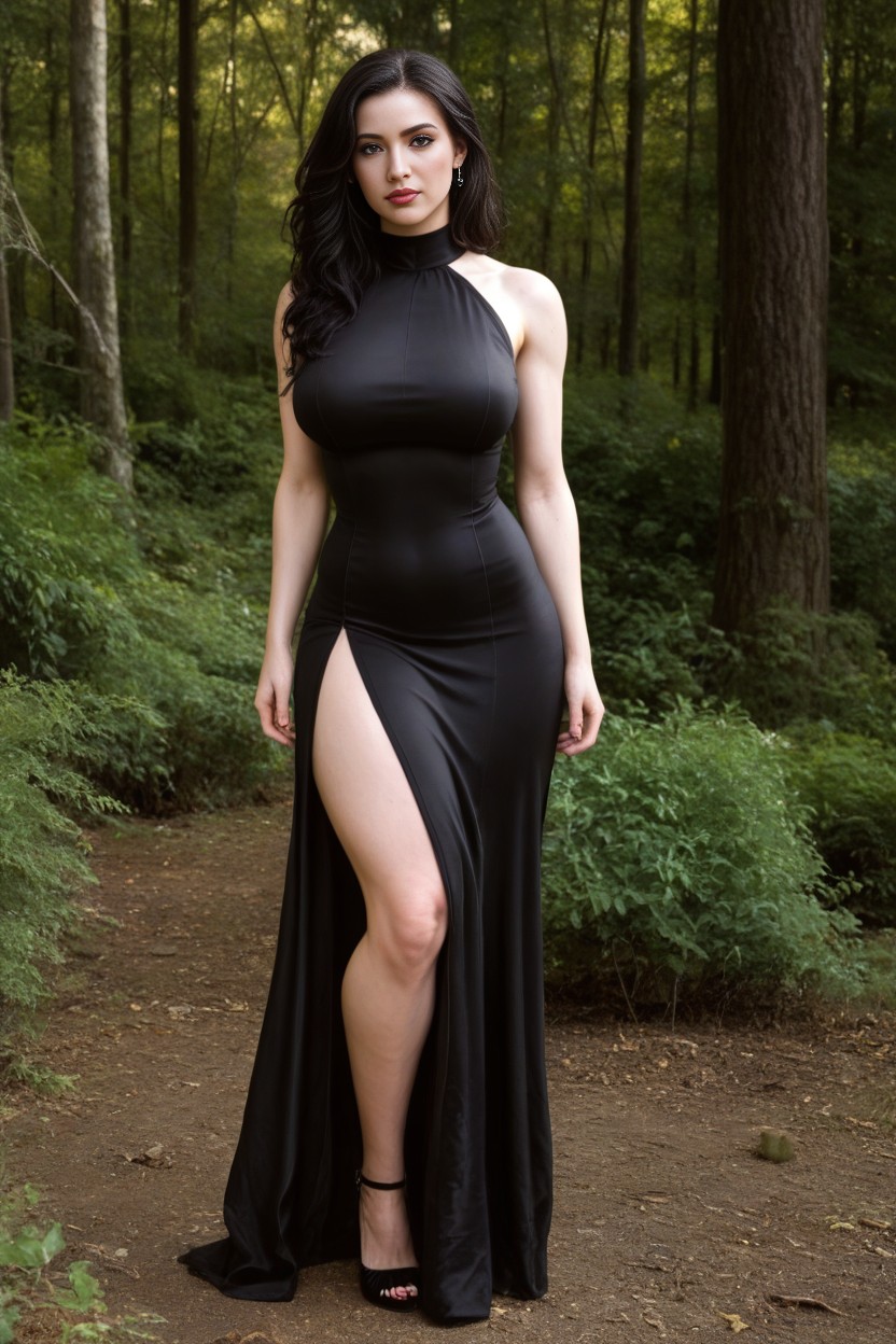 Tight Long Dress, Model Face, Albino Skin AI Porn