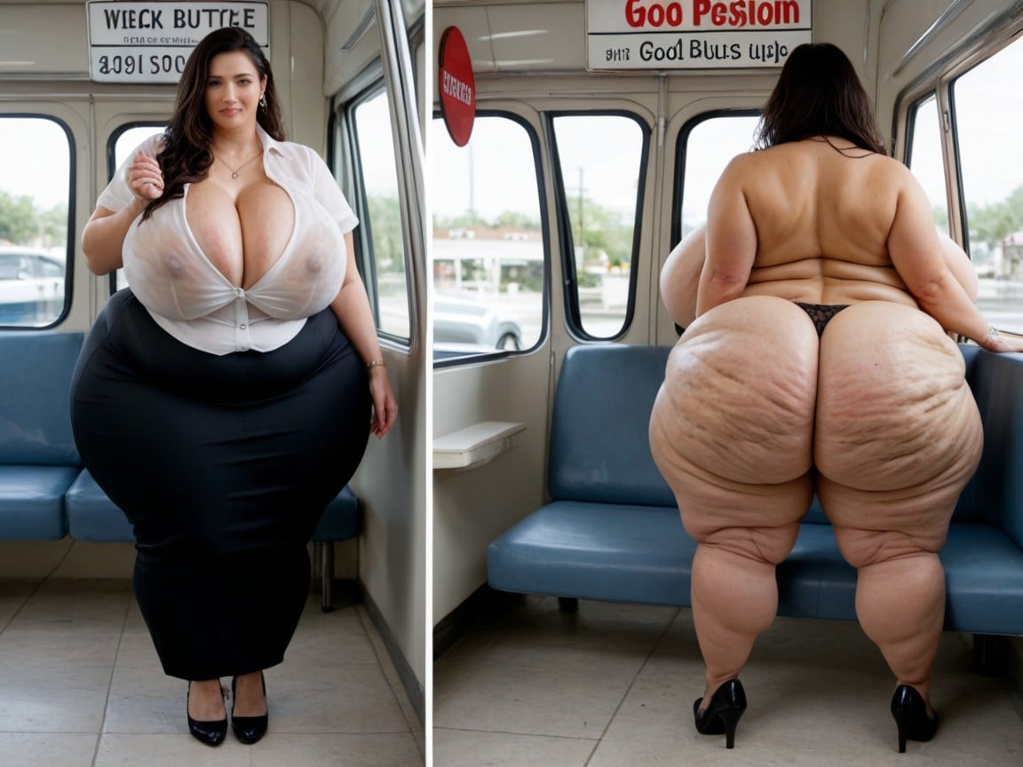 Massive Morbidly Obese Weight Gain, Ass Bigger Than Torso, Revealing Dark Black Areolas BBW AI Porn
