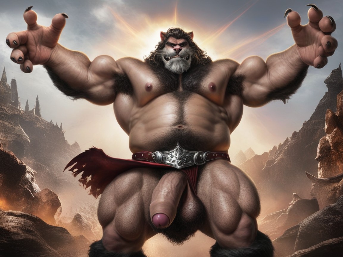 Loose Loincloth, Giant Arms, Sweaty AI Gay Porn