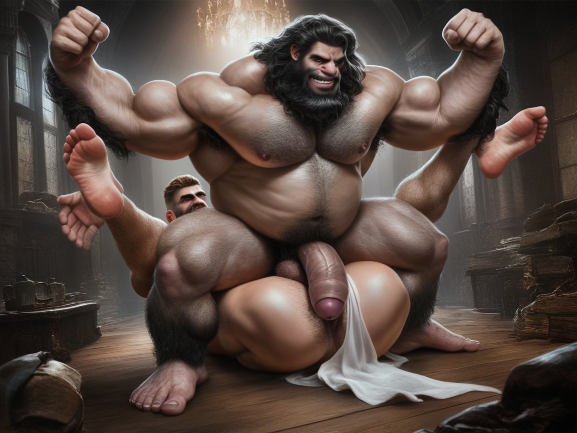 Giant Arms, Long Messy Hair, Fluffy AI Gay Porn