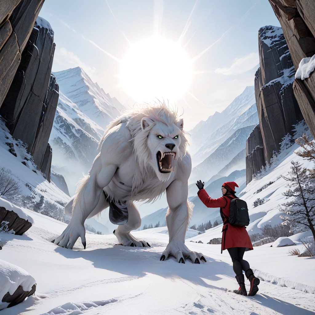 Beautiful Face, Raging Yeti, Long White Fur AI Porn