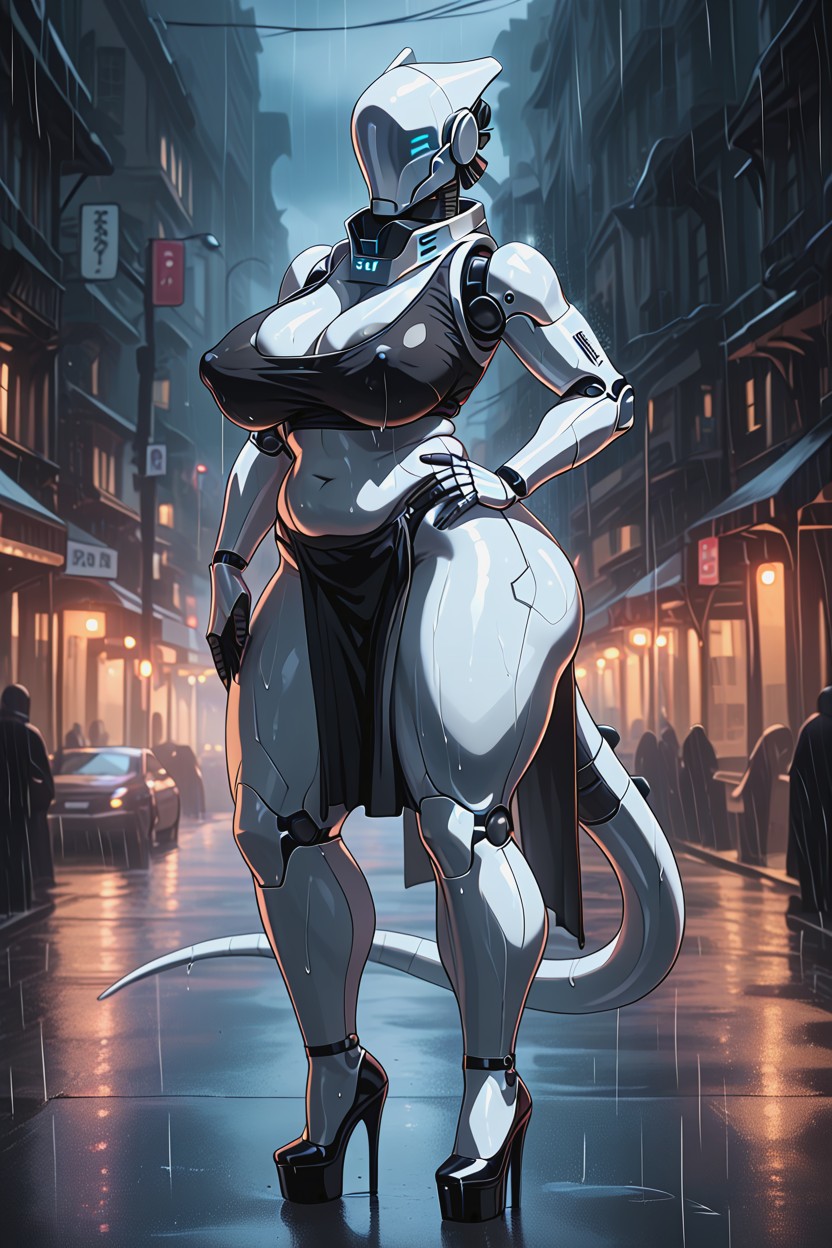 Thick Thighs, Standing, Robot Furry AI Porn