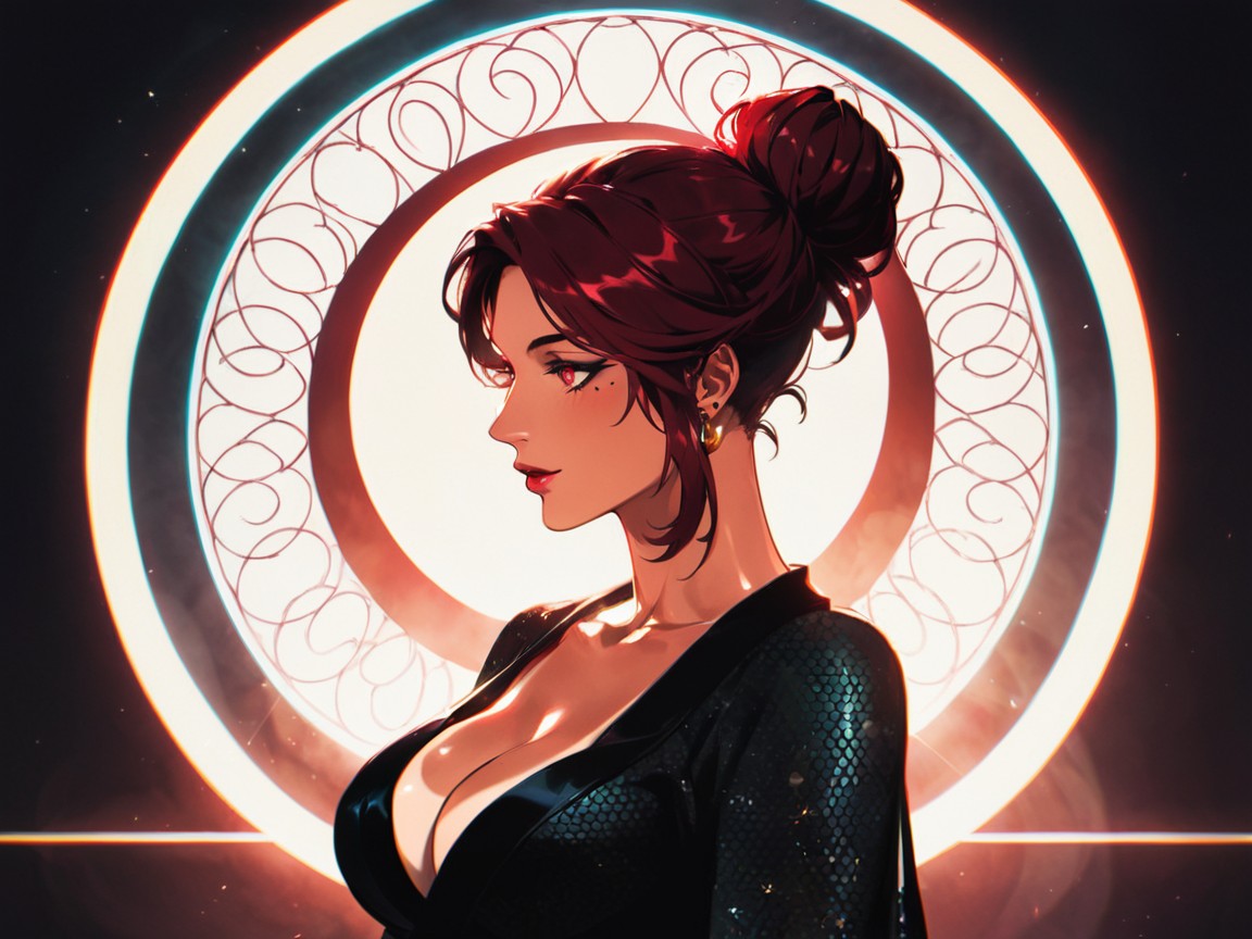 Snakeskin Cloak, Hair Bun, Wing Tip Eyeliner Latina AI Porn