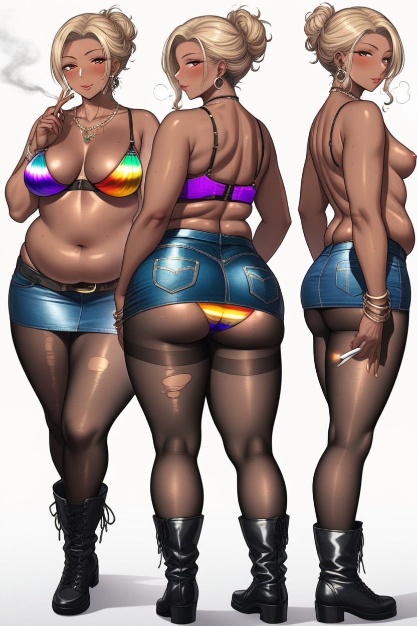 Chubby, Moño, Standing Hentai IA