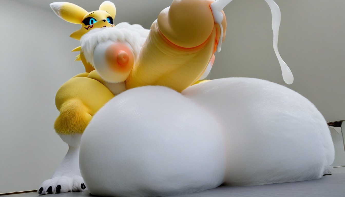 Thicc, Long Fur, Futanari With Erect Penis Furry AI Porn