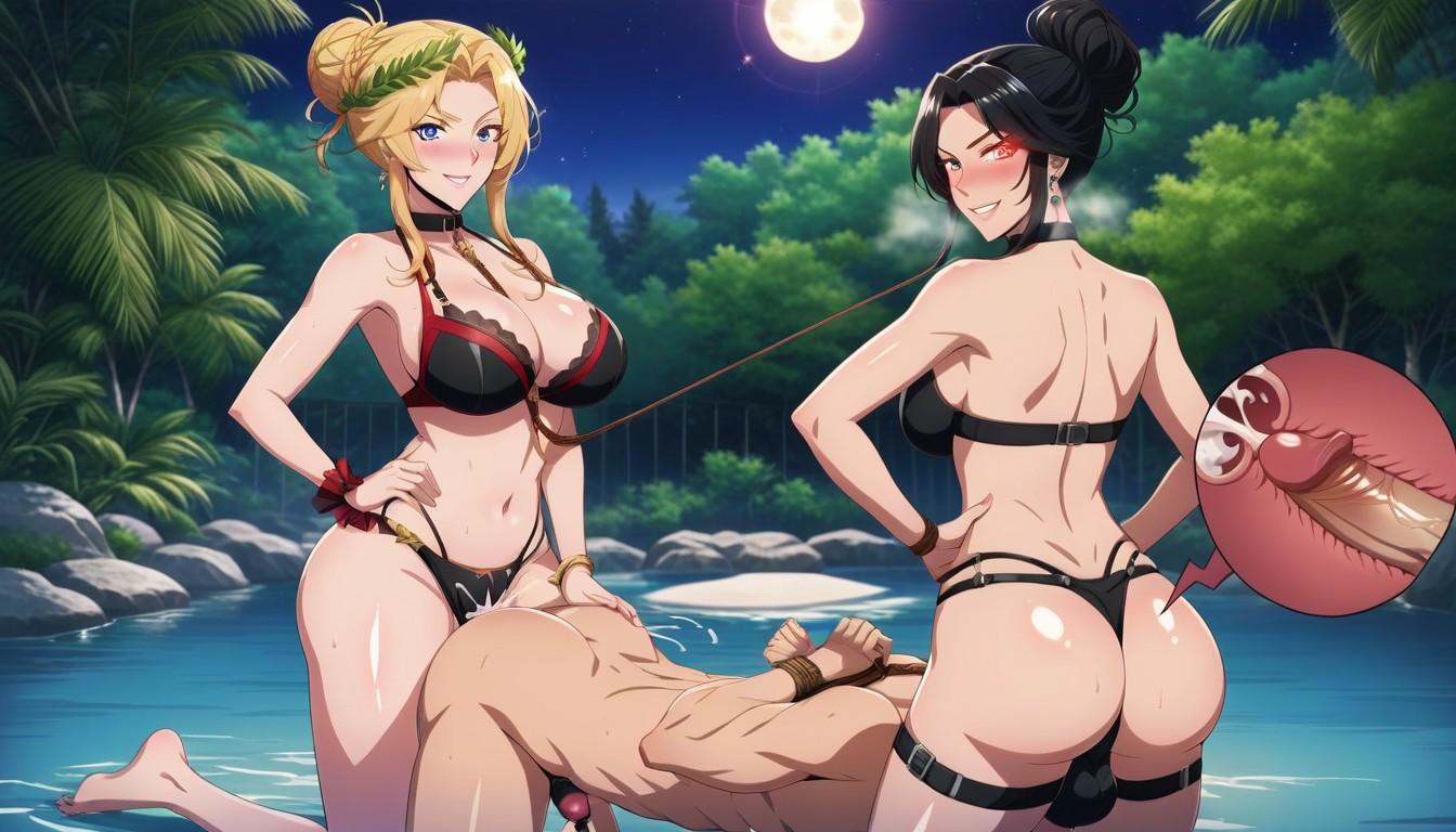 Hair Bun, Night, Heart Eyes AI Porn