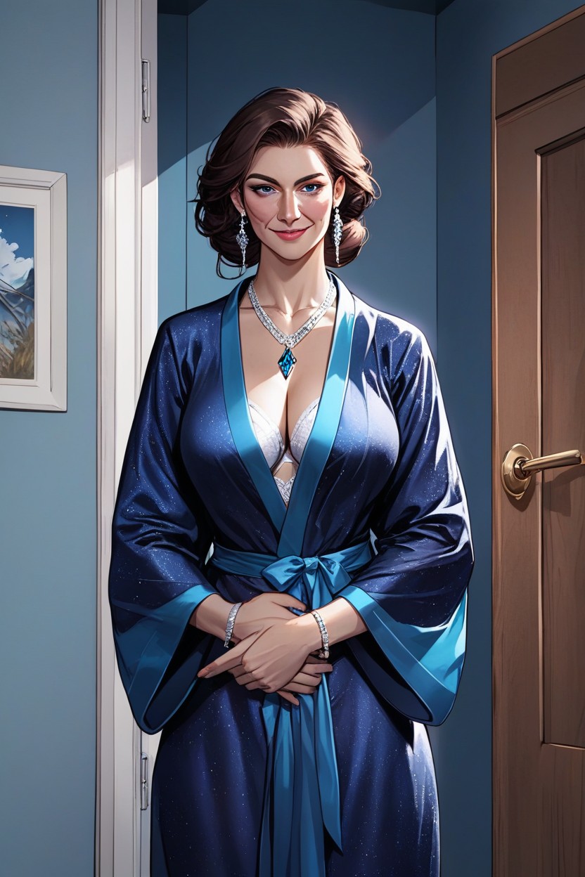 Gaming Posters, Cheeky Smile, Dark Blue Walls AI Porn