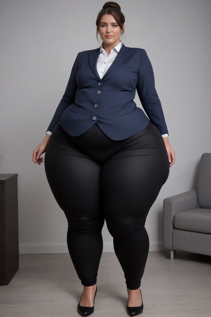 Office Pants Tearing From Fat, Front View, Dress Slacks AI Porn