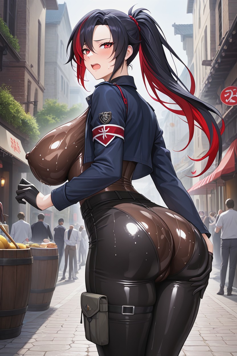 Shiny Breasts, Embarrassed, Standing Hentai AI Porn