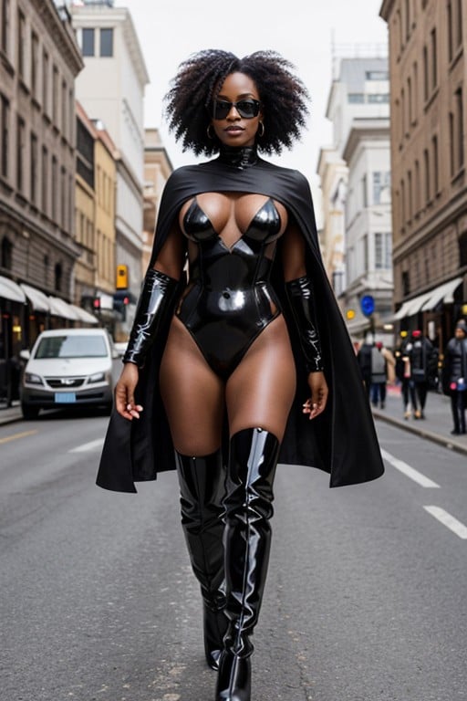 Brown Eyes, Gold Cape, Dark-chocolate Skin AI Porn